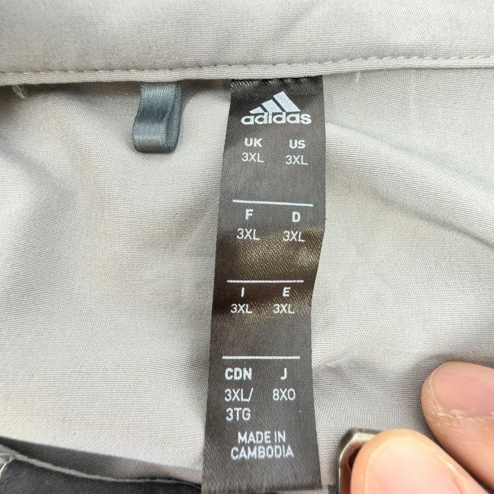 Adidas Windbreaker Jacket Mens 3XL Grey Black Colorblock Full Zip FS5193